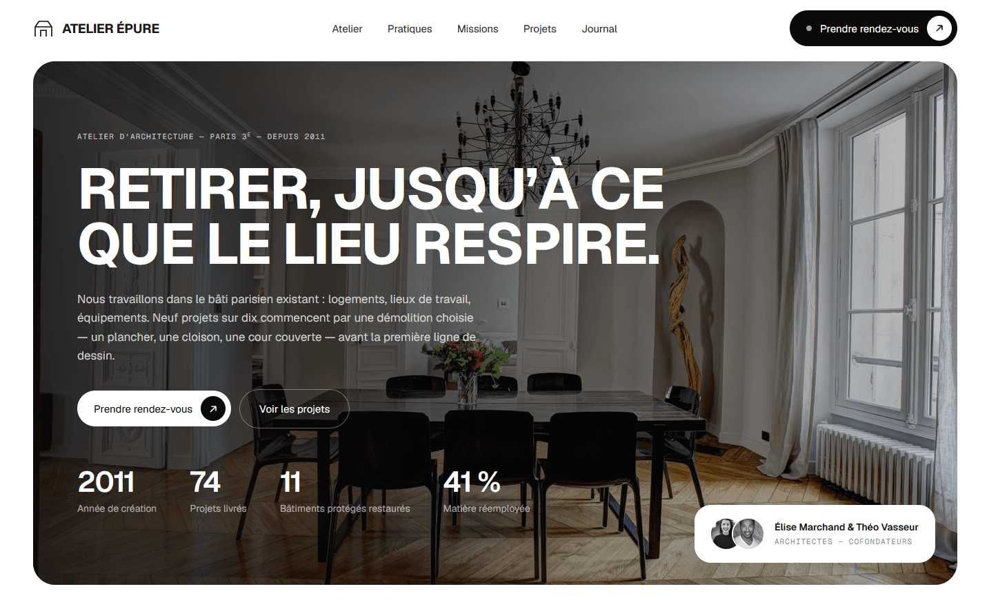 Site pour un cabinet d'architecture